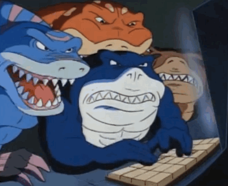 group of sharks doing pair-programming